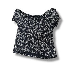 Black Floral Off the Shoulder Blouse